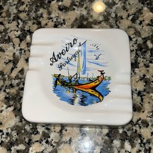Vintage Aveiro Portugal Porcelain Ashtray, Cigar souvenir collectible